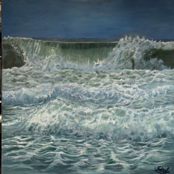 Painting titled "Seascape2" by Kinga Sokol, Original Artwork, Oil