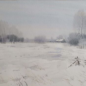 Painting titled "Winter Landscape" by Kirill Malkov, Original Artwork, Watercolor