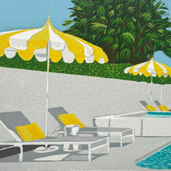 Estampas & grabados titulada "Palm Springs 3" por Kirstie Dedman, Obra de arte original, Linograbados