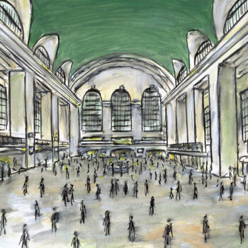 Dibujo titulada "Grand Central Train…" por Kirstin Mccoy, Obra de arte original, Acrílico