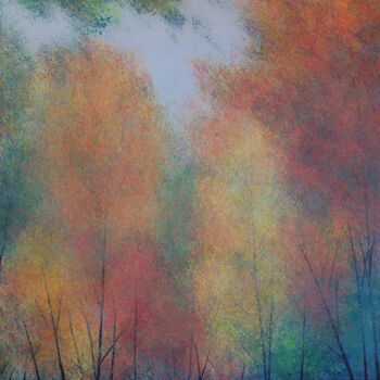 Pintura intitulada "Autumn Leaves" por Kirstin Mccoy, Obras de arte originais, Óleo Montado em Armação em madeira