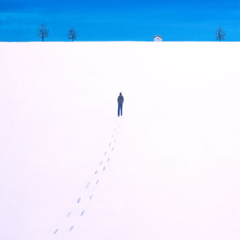 「The First Snow」というタイトルの絵画 Kirstin Mccoyによって, オリジナルのアートワーク, オイル ウッドストレッチャーフレームにマウント
