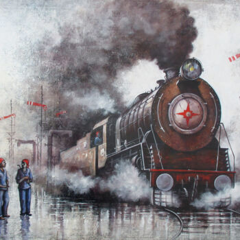 Painting titled "Nostalgia of Indian…" by Kishore Pratim Biswas, Original Artwork, Acrylic