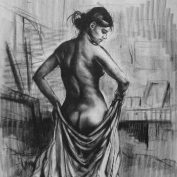 Painting titled "Nude_Pose03" by Kishore Singh, Original Artwork