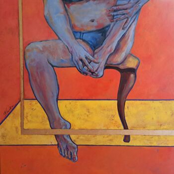 Painting titled ""ROMPER EL CÍRCULO…" by Klaudia Neuhardt, Original Artwork, Oil Mounted on Wood Stretcher frame