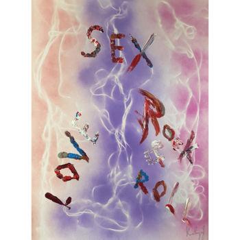 Malerei mit dem Titel "love sex Rock&roll" von Alexandra Knabengof, Original-Kunstwerk, Acryl