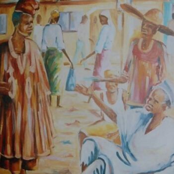 Peinture intitulée "Begger On street" par Kola Olatayo Opakunle, Œuvre d'art originale, Huile