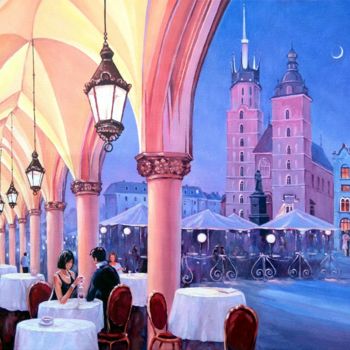 Malarstwo zatytułowany „Night cafe” autorstwa Kolbart, Oryginalna praca, Olej