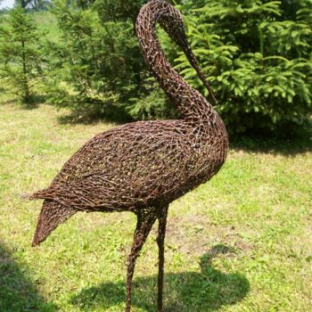 Escultura titulada "Bird in the garden" por Komaromi Laszlo, Obra de arte original, Metales