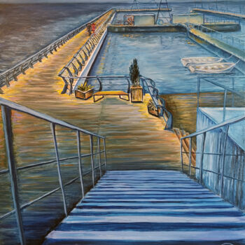 제목이 "Evening pier  (Вече…"인 미술작품 Konstantin Rudnev로, 원작, 기름