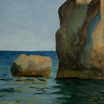 Malerei mit dem Titel "Cliff" von Konstantin Shipov, Original-Kunstwerk, Aquarell