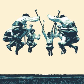 Картина под названием "Folk dance_4" - Kosta Morr, Подлинное произведение искусства, Акрил Установлен на Деревянная рама для…