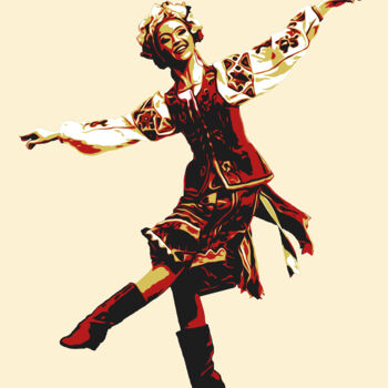 Painting titled "Folk dance_2" by Kosta Morr, Original Artwork, Acrylic Mounted on Wood Stretcher frame