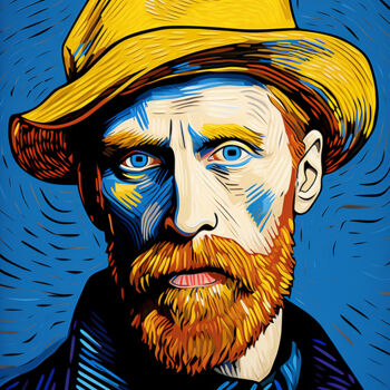 Painting titled "Portrait of Van Gogh" by Kosta Morr, Original Artwork, Acrylic Mounted on Wood Stretcher frame
