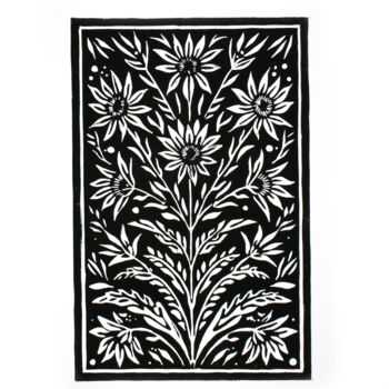 Отпечатки и Гравюры под названием "Floral ornament bla…" - Kosta Morr, Подлинное произведение искусства, Линогравюры