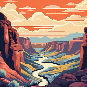 Malarstwo zatytułowany „Grand Canyon IV” autorstwa Kosta Morr, Oryginalna praca, Akryl Zamontowany na Drewniana rama noszy