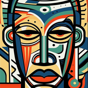 Pittura intitolato "African Mask 8" da Kosta Morr, Opera d'arte originale, Acrilico Montato su Telaio per barella in legno