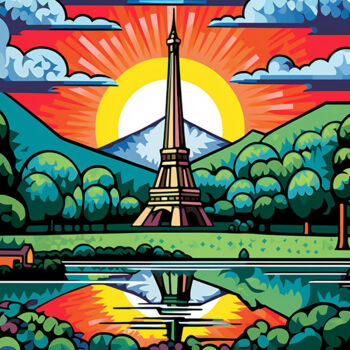 "Eiffel Tower" başlıklı Tablo Kosta Morr tarafından, Orijinal sanat, Akrilik Ahşap Sedye çerçevesi üzerine monte edilmiş