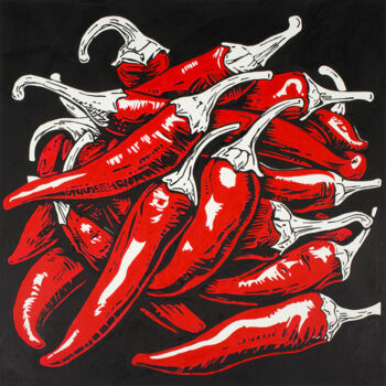 Malarstwo zatytułowany „Red Peppers” autorstwa Kosta Morr, Oryginalna praca, Akryl