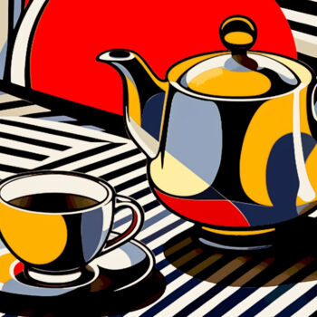 Schilderij getiteld "Tea for Roy" door Kosta Morr, Origineel Kunstwerk, Acryl