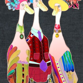Textielkunst getiteld "Утки" door Kostyantin Malginov, Origineel Kunstwerk, Textielvezel