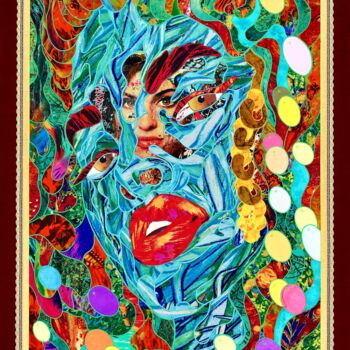Textielkunst getiteld "Amy Winehouse" door Kostyantin Malginov, Origineel Kunstwerk, Tapijtwerk
