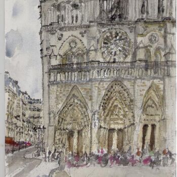 Painting titled "notre-dame-de-paris…" by Kote Mensah, Original Artwork