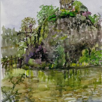 Painting titled "aux-buttes-chaumont…" by Kote Mensah, Original Artwork, Watercolor