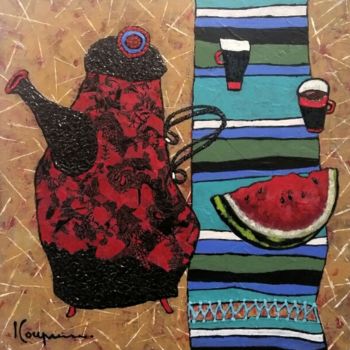Pintura intitulada "Matin rouge" por Elena  Koupaliantz, Obras de arte originais, Acrílico