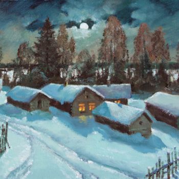 Painting titled "Moonlit Night" by Mark Kremer, Original Artwork