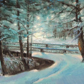 Malerei mit dem Titel "Winter in park. Bri…" von Mark Kremer, Original-Kunstwerk, Öl