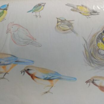 Drawing titled "Lot of birds" by Krishna Art Gallery, Original Artwork, Pencil