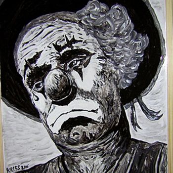 Painting titled "sad clown 000" by Kriss, Original Artwork, Acrylic