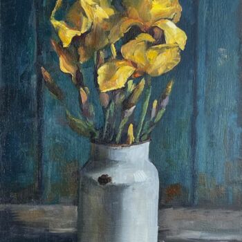 "Yellow irises" başlıklı Tablo Kristi Haskol tarafından, Orijinal sanat, Petrol