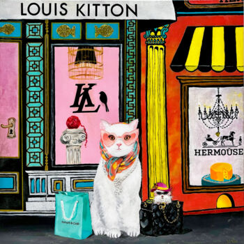 Pintura titulada "Couture Cat and Mou…" por Kristin Voss, Obra de arte original, Acrílico