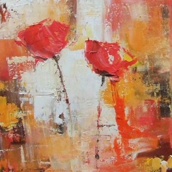 Painting titled "coquelicots" by Kromka, Original Artwork