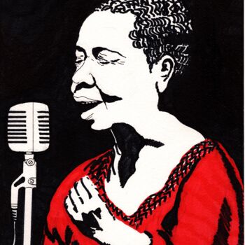 Dessin intitulée "Cesaria, meu pesar.…" par Krughoff, Œuvre d'art originale, Encre