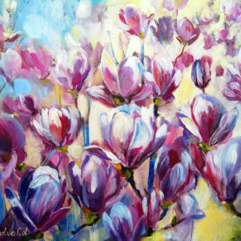 Painting titled "Magnolia" by Kselma Randvald, Original Artwork, Oil