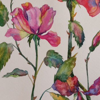 Картина под названием "roses" - Ксения Тарасова, Подлинное произведение искусства, Акварель