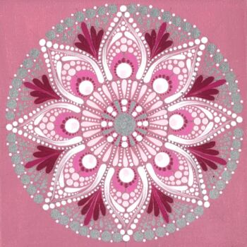 Painting titled "Pink Mandala" by Kseniia Makliuchenko, Original Artwork, Acrylic