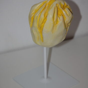 Sculpture titled "Yellow Bud" by Kseniya Redina, Original Artwork, Plaster