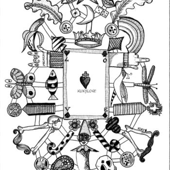 Dibujo titulada "PAPERLOVE 1" por Kuky, Obra de arte original, Otro