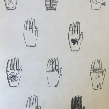 Dessin intitulée "MAGIC HANDS" par Kuky, Œuvre d'art originale, Autre