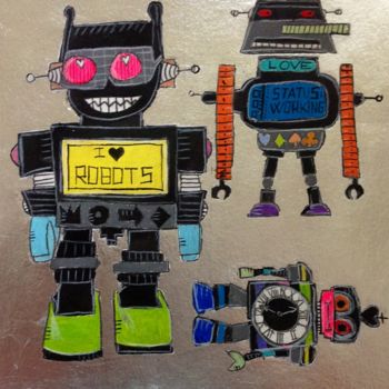 Disegno intitolato "ROBOT LOVE" da Kuky, Opera d'arte originale, Altro