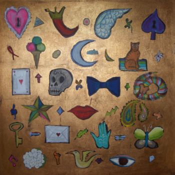 Painting titled "COLLECTION OF SYMBO…" by Kuky, Original Artwork, Oil