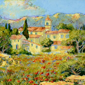 Painting titled "VILLAGE PROVENCAL" by Kulhaneck, Original Artwork, Oil