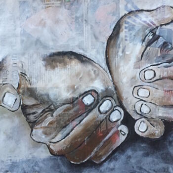 Malerei mit dem Titel "Hands" von Kumi Muttu, Original-Kunstwerk, Acryl