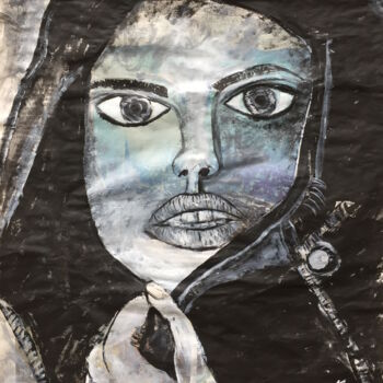 Malerei mit dem Titel "Face Portrait II" von Kumi Muttu, Original-Kunstwerk, Acryl