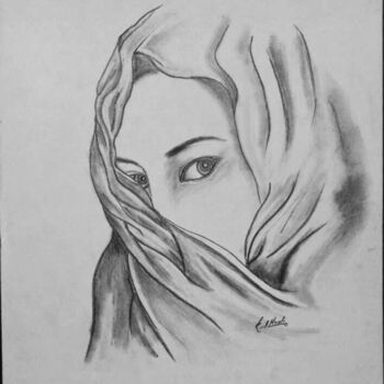 Dessin intitulée "eyes" par Kunal Nandi, Œuvre d'art originale, Graphite