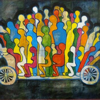 Peinture intitulée "bus, love, erotica" par Kyrylo Bondarenko, Œuvre d'art originale, Huile